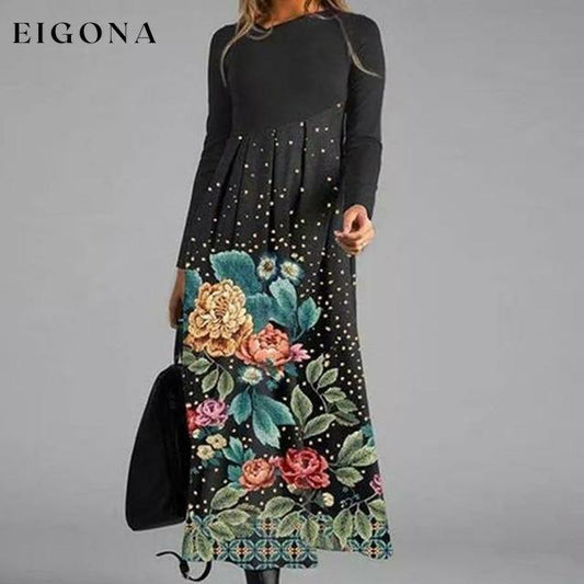 Floral Print Patchwork Dress Dark Gray Best Sellings casual dresses clothes Plus Size Sale short dresses Topseller