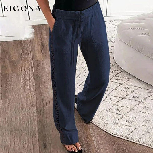 Casual Straight Trousers Navy Blue best Best Sellings bottoms clothes pants Plus Size Sale Topseller