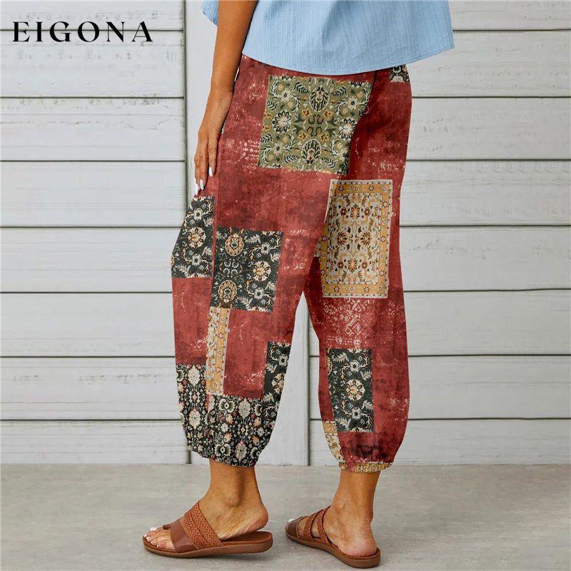 【Cotton And Linen】Vintage Printed Trousers best Best Sellings bottoms clothes Cotton And Linen pants Plus Size Sale Topseller