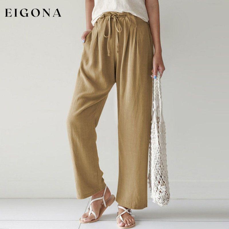 【Cotton And Linen】Casual Straight Trousers Khaki best Best Sellings bottoms clothes Cotton and Linen pants Plus Size Sale Topseller