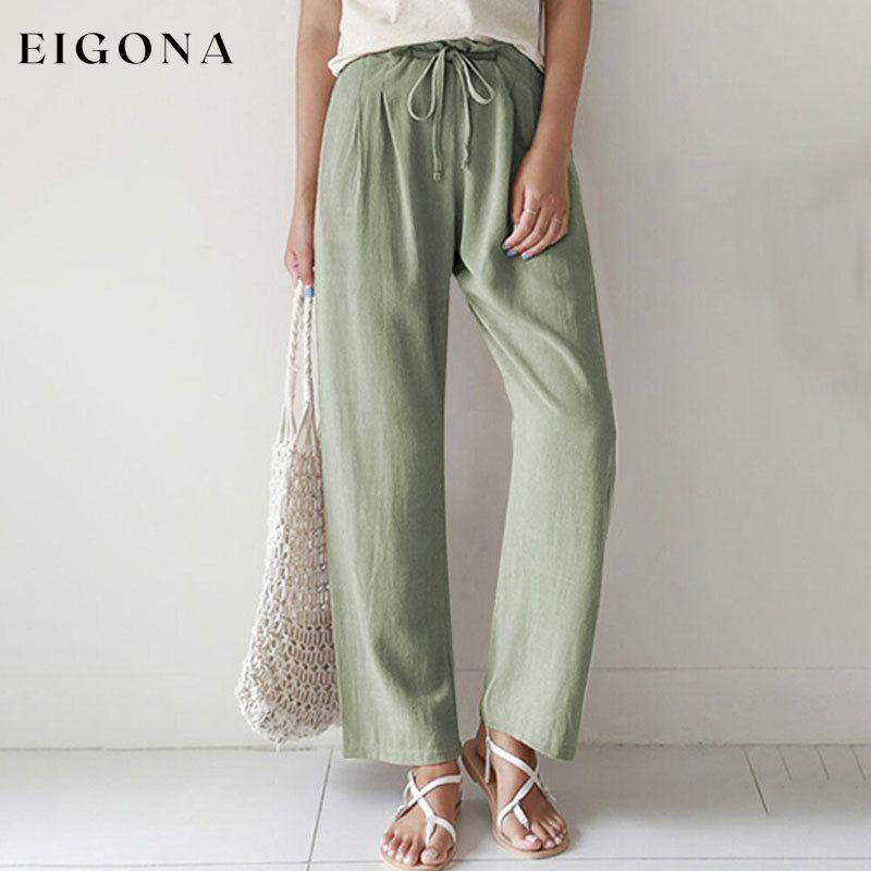 【Cotton And Linen】Casual Straight Trousers Green best Best Sellings bottoms clothes Cotton and Linen pants Plus Size Sale Topseller