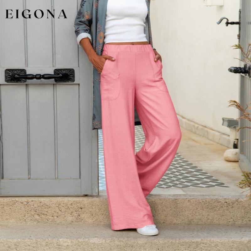 Casual Solid Colour Wide-Leg Pants Pink best Best Sellings bottoms clothes pants Sale Topseller