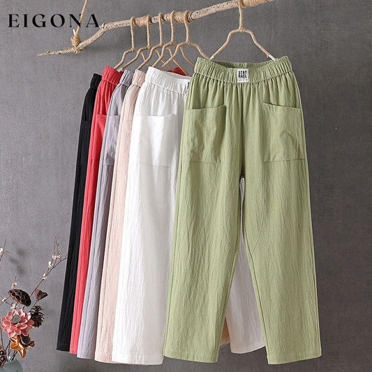Solid Color Casual Trousers best Best Sellings bottoms clothes Cotton And Linen pants Plus Size Sale Topseller
