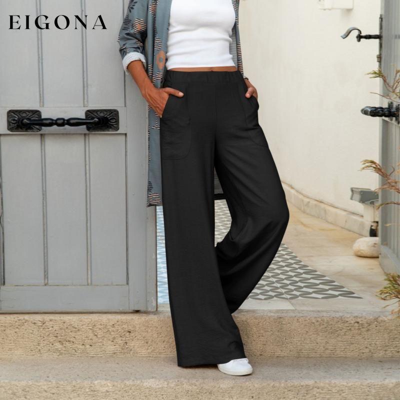 Casual Solid Colour Wide-Leg Pants Black best Best Sellings bottoms clothes pants Sale Topseller