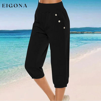 【Cotton And Linen】Comfortable Casual Trousers Black best Best Sellings bottoms clothes Cotton And Linen pants Sale Topseller