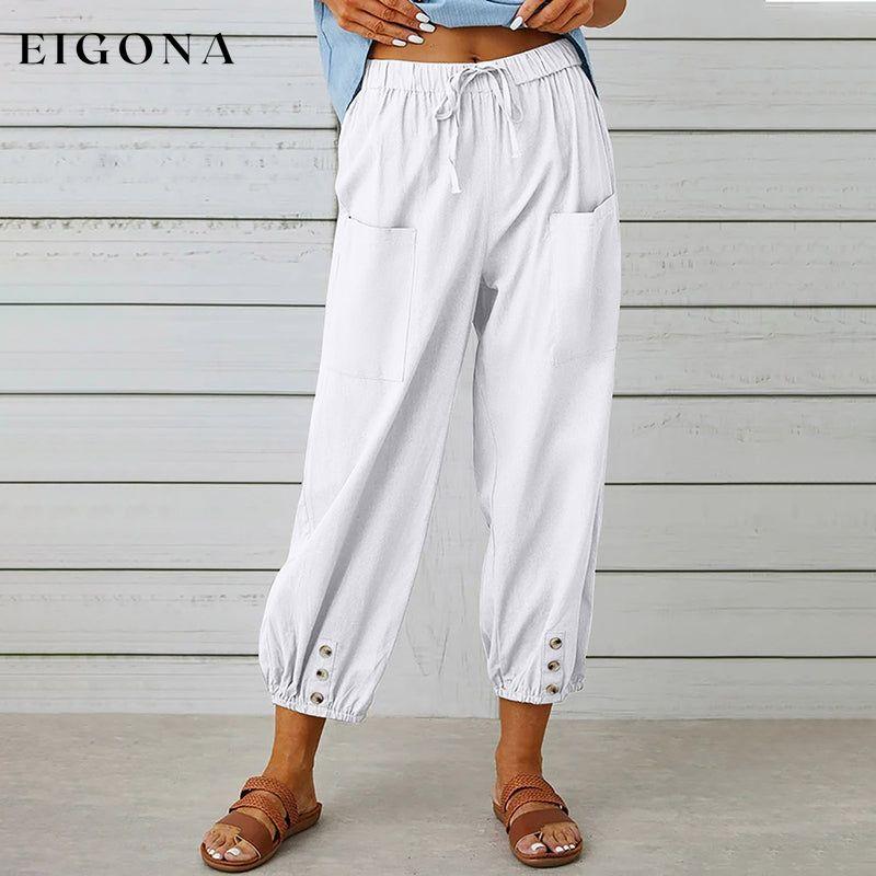Casual Comfortable Trousers White best Best Sellings bottoms clothes Cotton And Linen pants Sale Topseller