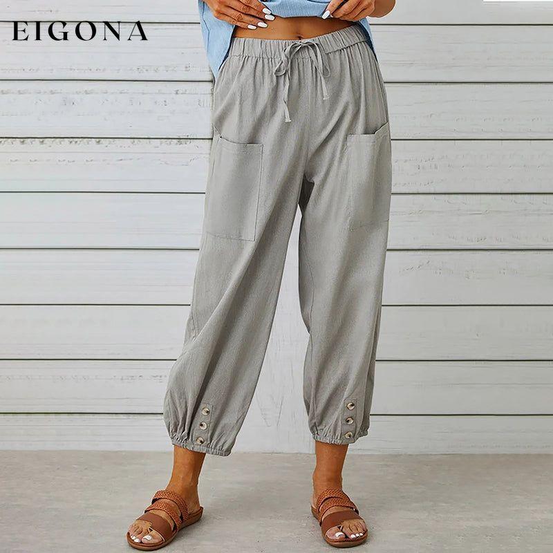 Casual Comfortable Trousers Light Gray best Best Sellings bottoms clothes Cotton And Linen pants Sale Topseller