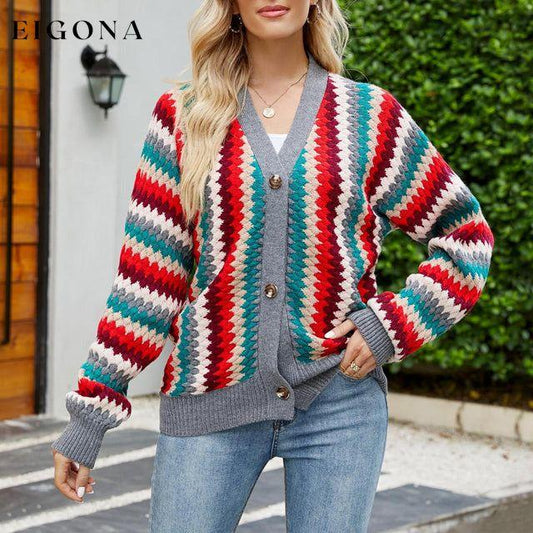 Casual Colorful Knitted Cardigan Multicolor cardigan cardigans clothes tops