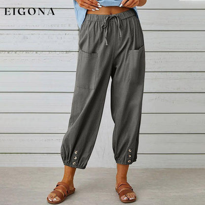 Casual Comfortable Trousers Dark Gray best Best Sellings bottoms clothes Cotton And Linen pants Sale Topseller