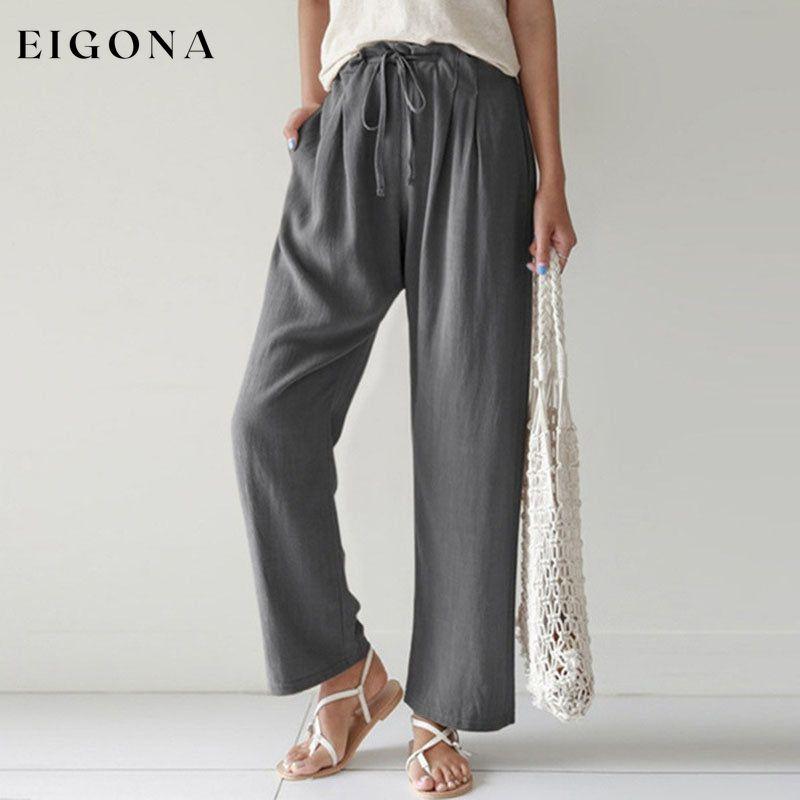【Cotton And Linen】Casual Straight Trousers Gray best Best Sellings bottoms clothes Cotton and Linen pants Plus Size Sale Topseller