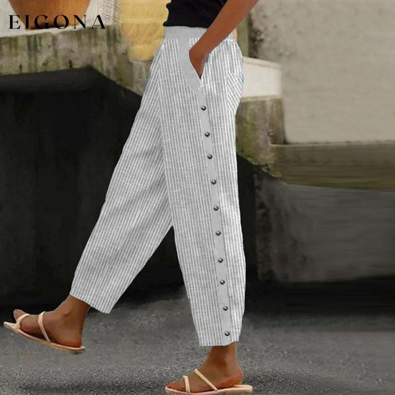 Casual Striped Trousers Gray best Best Sellings bottoms clothes pants Plus Size Sale Topseller