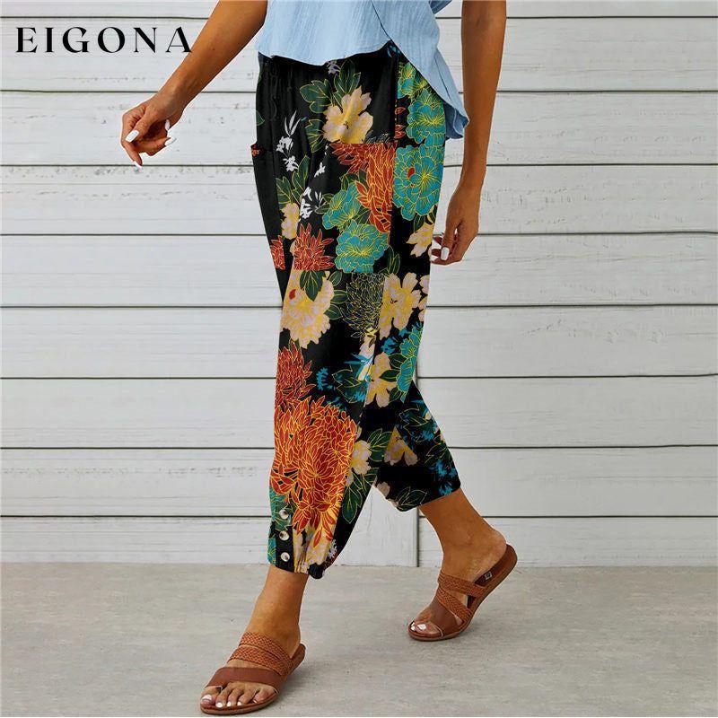 【Cotton And Linen】Vintage Printed Trousers best Best Sellings bottoms clothes Cotton And Linen pants Plus Size Sale Topseller
