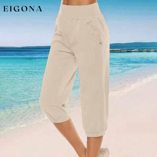 【Cotton And Linen】Comfortable Casual Trousers Khaki best Best Sellings bottoms clothes Cotton And Linen pants Sale Topseller