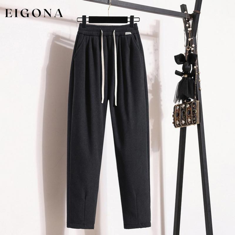 Solid Colour Warm Trousers Dark Gray best Best Sellings bottoms clothes pants Sale Topseller