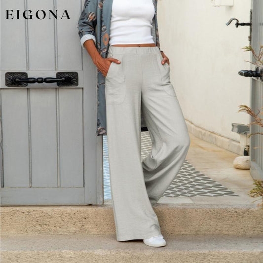 Casual Solid Colour Wide-Leg Pants Gray best Best Sellings bottoms clothes pants Sale Topseller