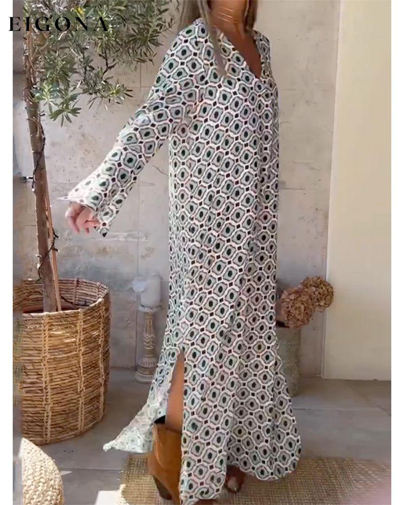 Batik print long sleeve long dress 23BF Casual Dresses Clothes Dresses Spring