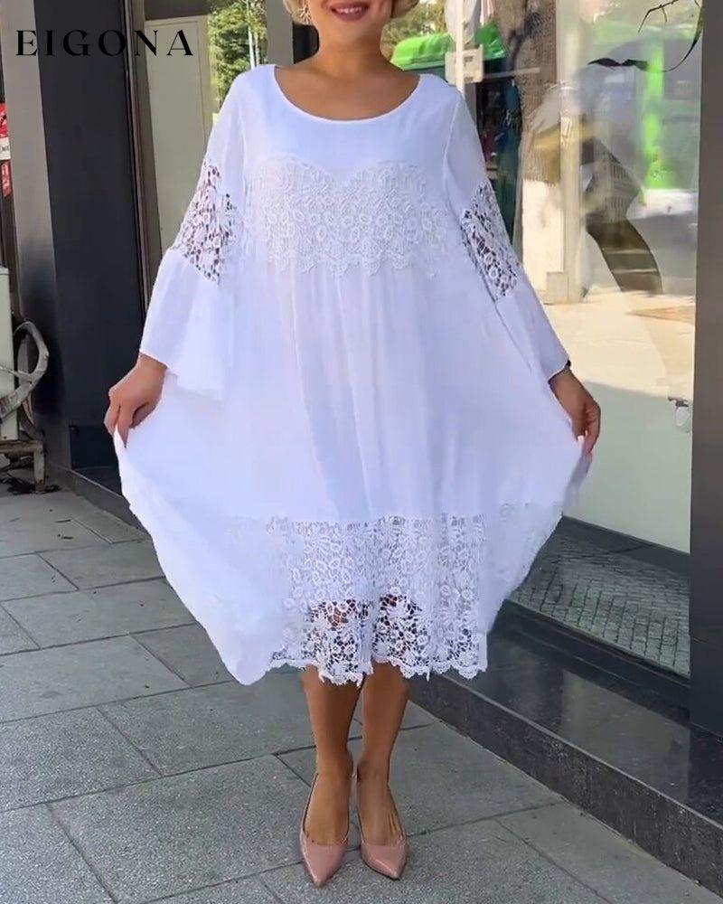 Round neck lace dress 23BF Casual Dresses Clothes Dresses Spring Summer