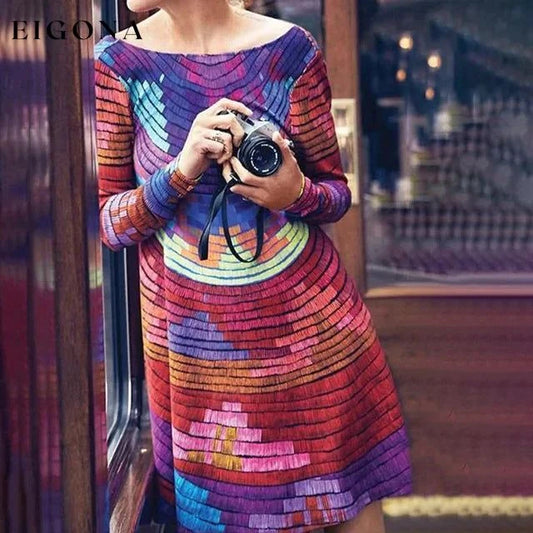 Multicolored Abstract Print Dress Multicolor best Best Sellings casual dresses clothes Plus Size short dresses Topseller