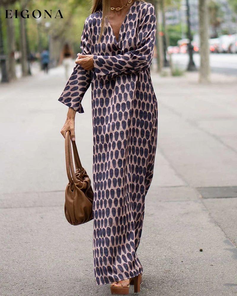 Fashion v-neck polka dot print dress 23BF Casual Dresses Clothes Dresses Spring