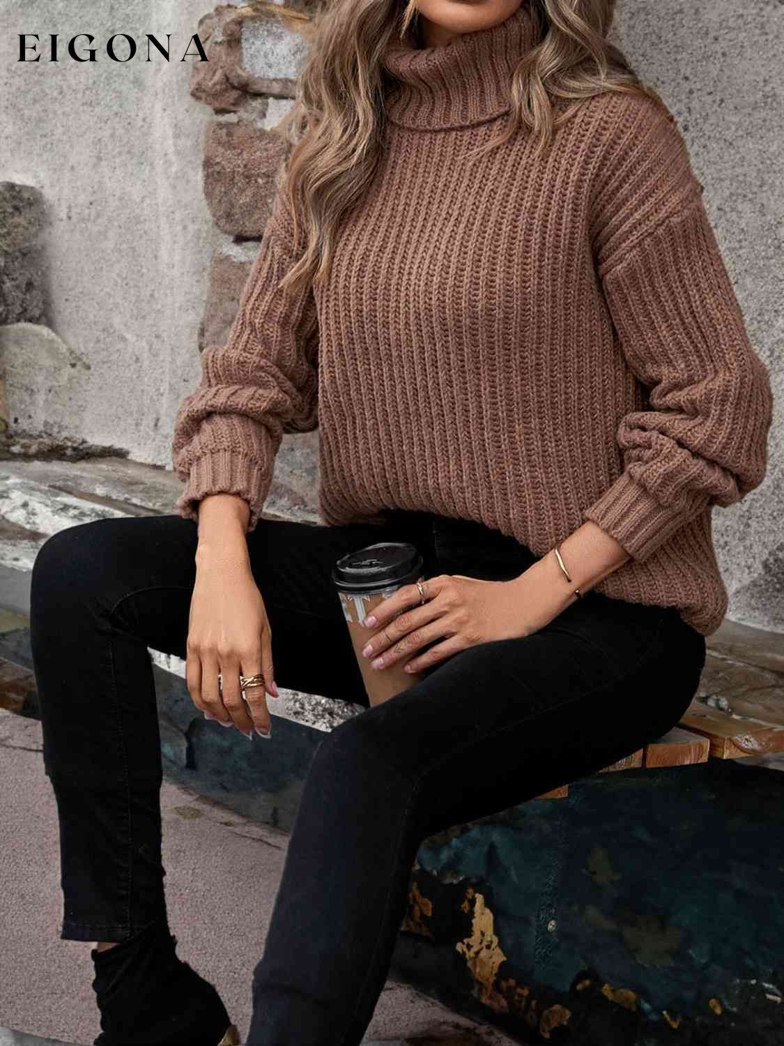Turtleneck Rib-Knit Sweater clothes Ship From Overseas Shipping Delay 10/01/2023 - 10/02/2023 sweater sweaters Y*X