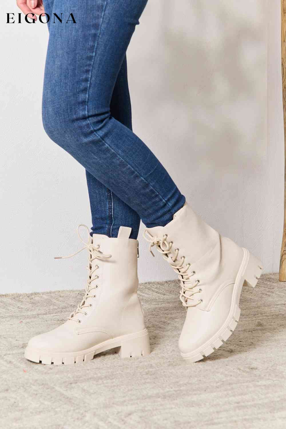 Zip Back Lace-up Front Combat Boots East Lion Corp Ship from USA Shoes womens shoes