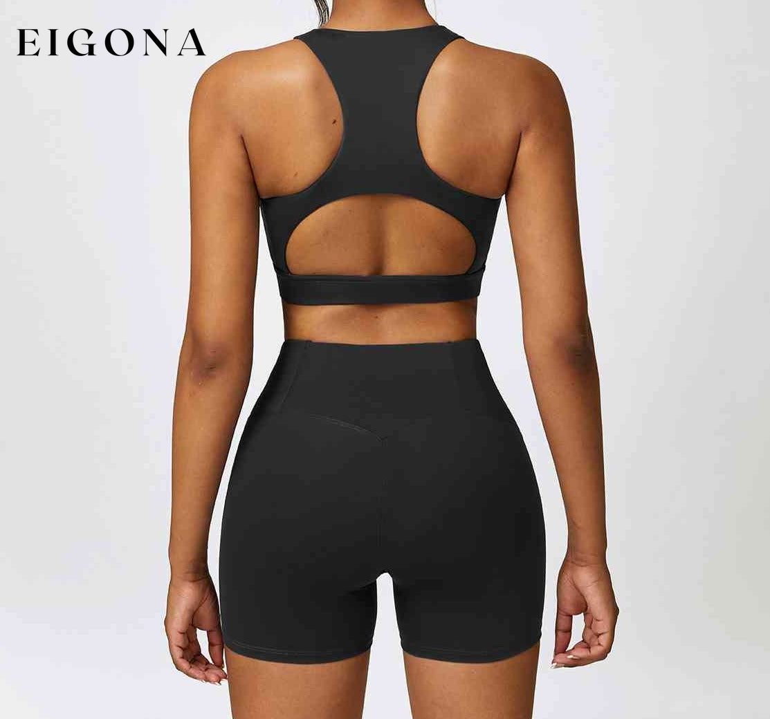Cutout Cropped Sport Tank and Shorts Set active wear activewear Activewear sets clothes clothing sets Ship From Overseas Z&C