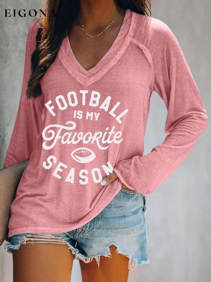 Football Print V-Neck Casual T-Shirt ball print
