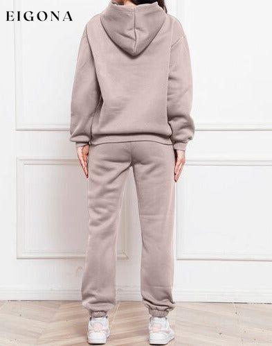 Drop Shoulder Long Sleeve Hoodie and Pants Set, 2 Piece Sweater and Pants Set bottoms clothes lounge lounge wear lounge wear sets loungewear loungewear sets S.S.Ni sets Ship From Overseas Sweater sweaters Sweatshirt