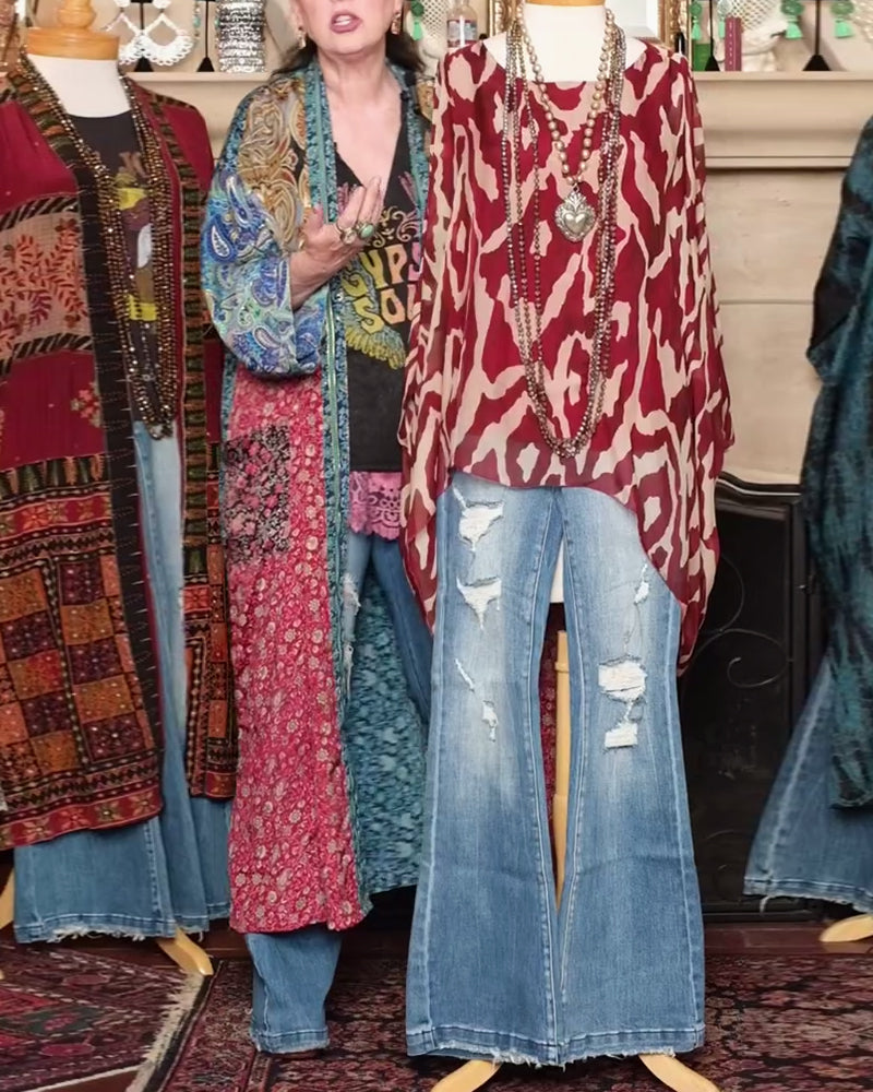 Camicetta a maniche lunghe con stampa a pipistrello