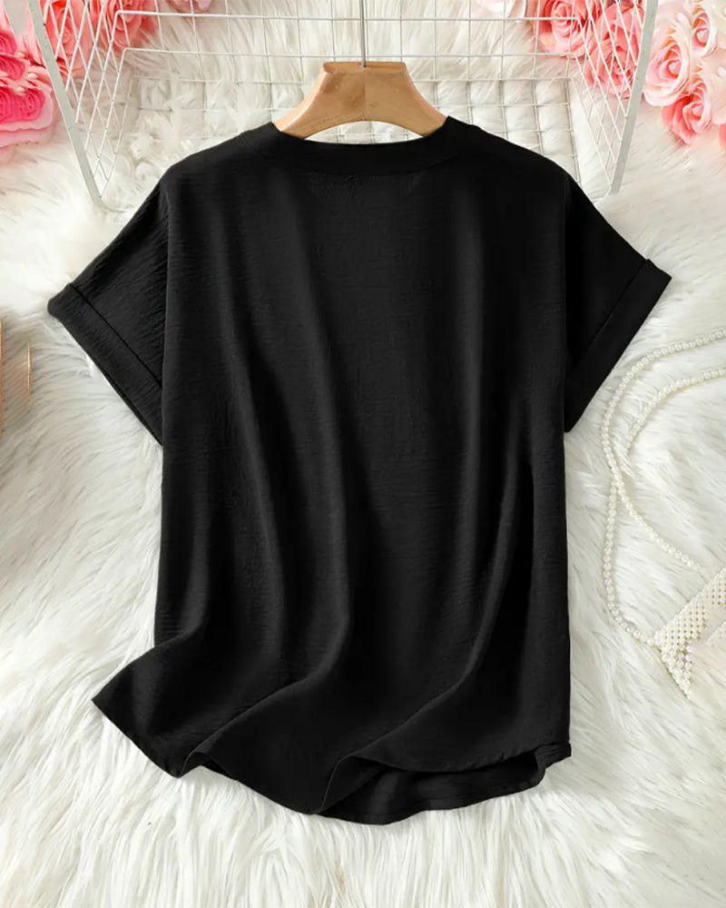 Loose Solid Color Women's Casual Blouse