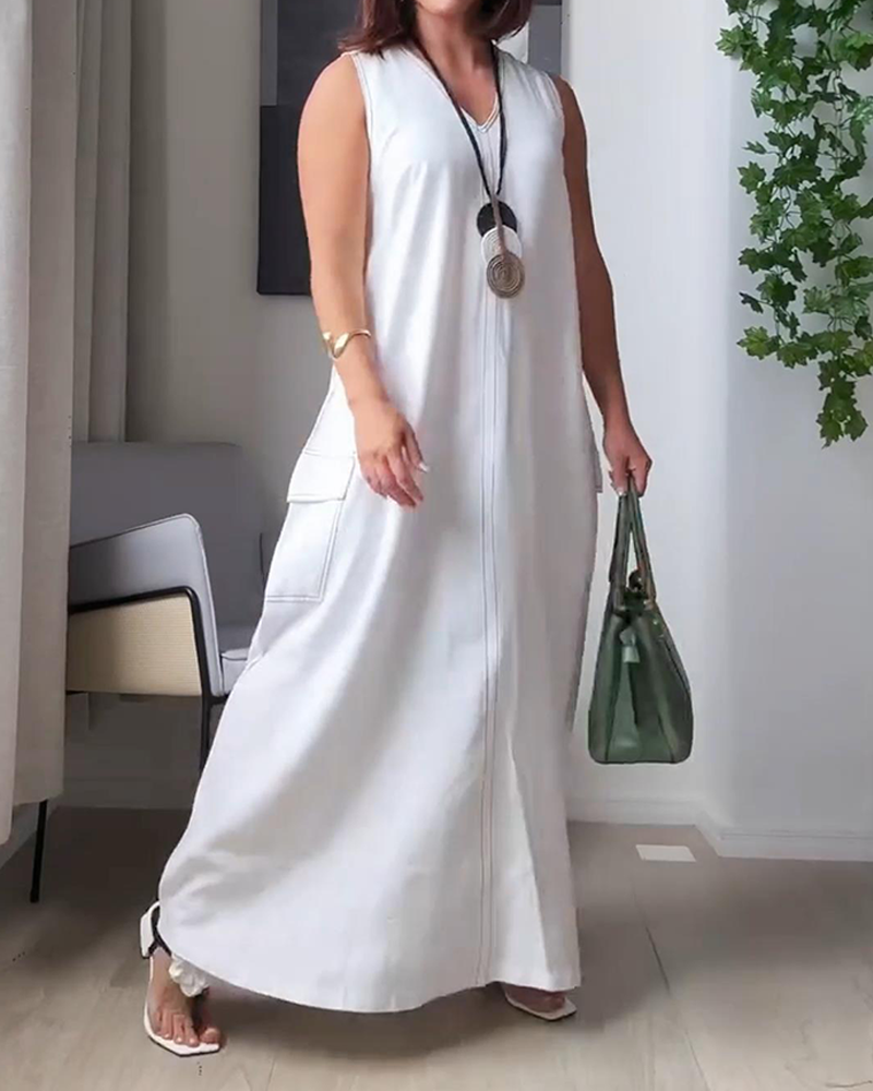 Sleeveless V-Neck Casual Dress