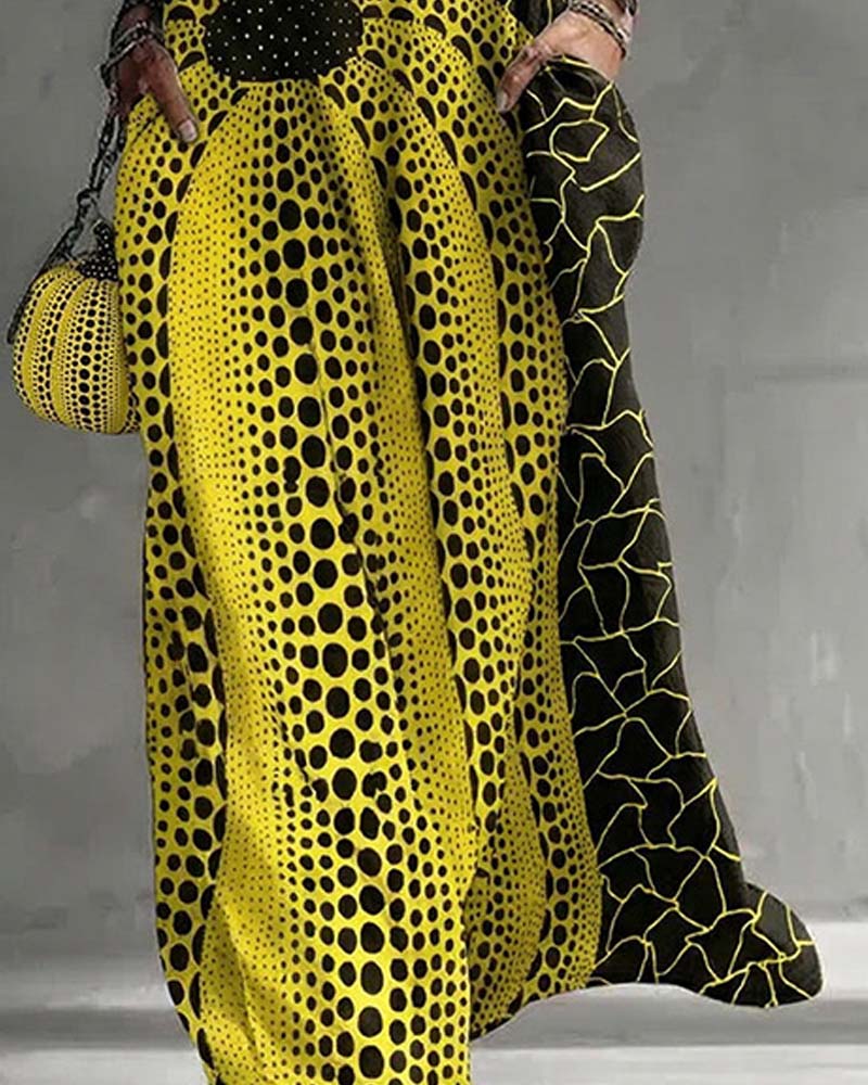 Artistic Pattern Sleeveless Long Dress