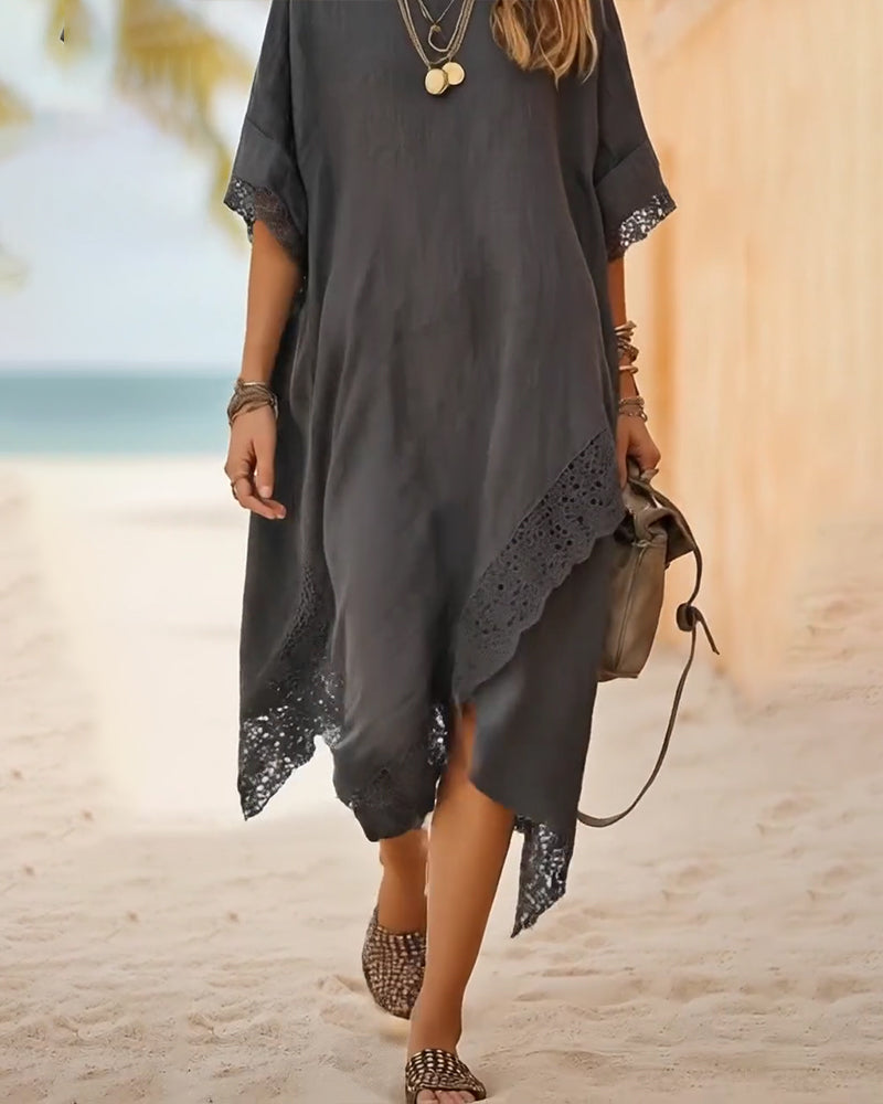 Asymmetrical Lace-Paneled Dress