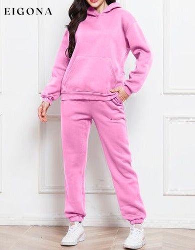 Drop Shoulder Long Sleeve Hoodie and Pants Set, 2 Piece Sweater and Pants Set Carnation Pink bottoms clothes lounge lounge wear lounge wear sets loungewear loungewear sets S.S.Ni sets Ship From Overseas Sweater sweaters Sweatshirt