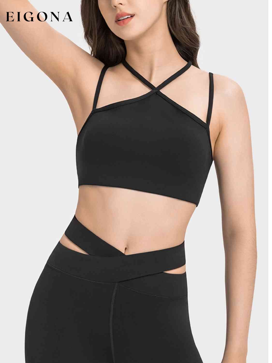 Double-Strap Cropped Sports Cami Black activewear C-Thousand clothes crop top croptop Ship From Overseas shirt shirts workout