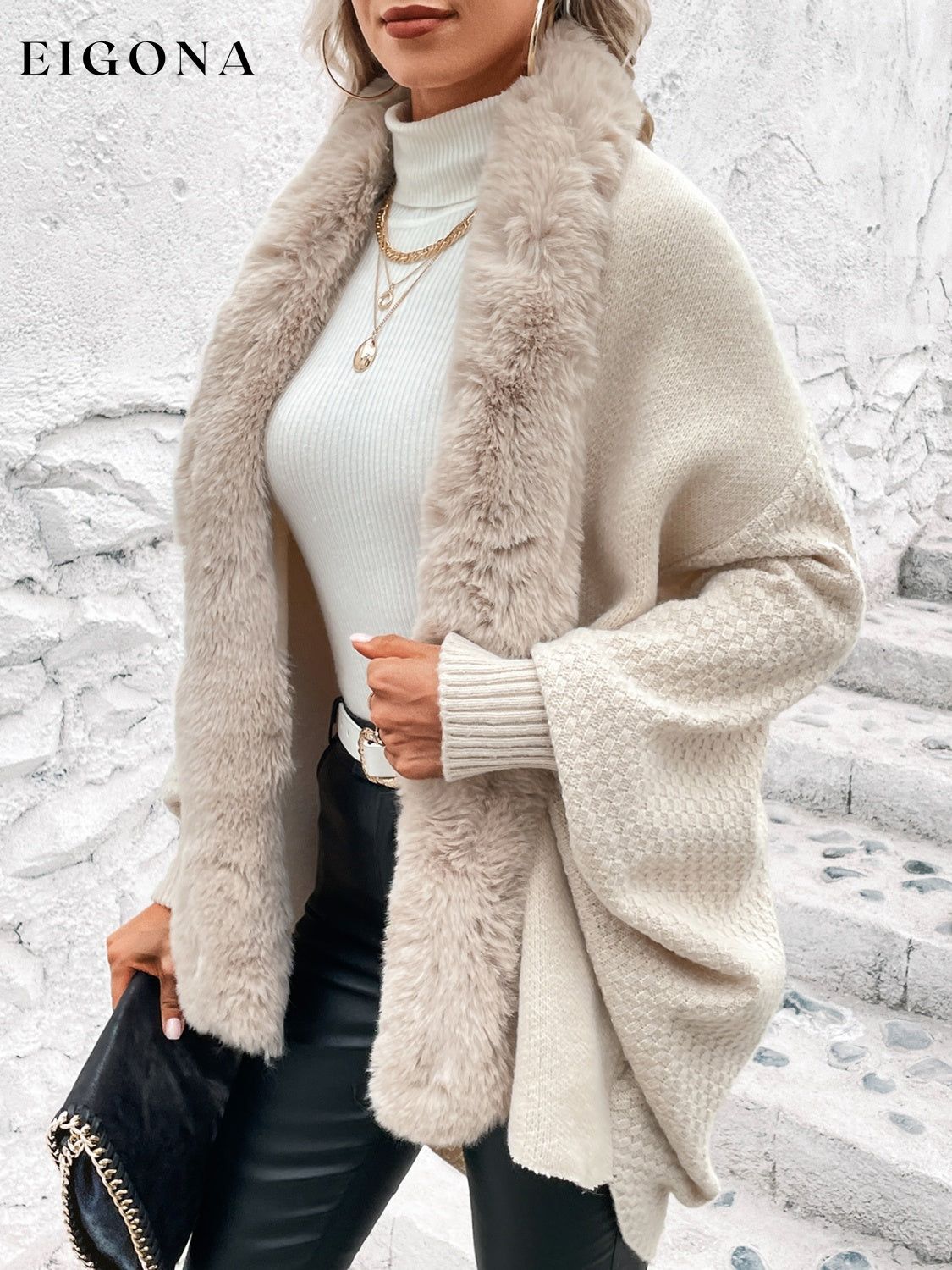 Open Front Sleeve Fashion Poncho sweater clothes jacket long sleeve Ship From Overseas Shipping Delay 09/30/2023 - 10/03/2023 Sounded Sweater sweaters