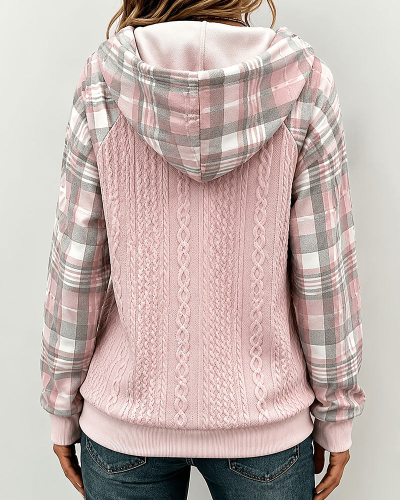 Casual Plaid Spliced Hoodie 2024 f/w hoodies