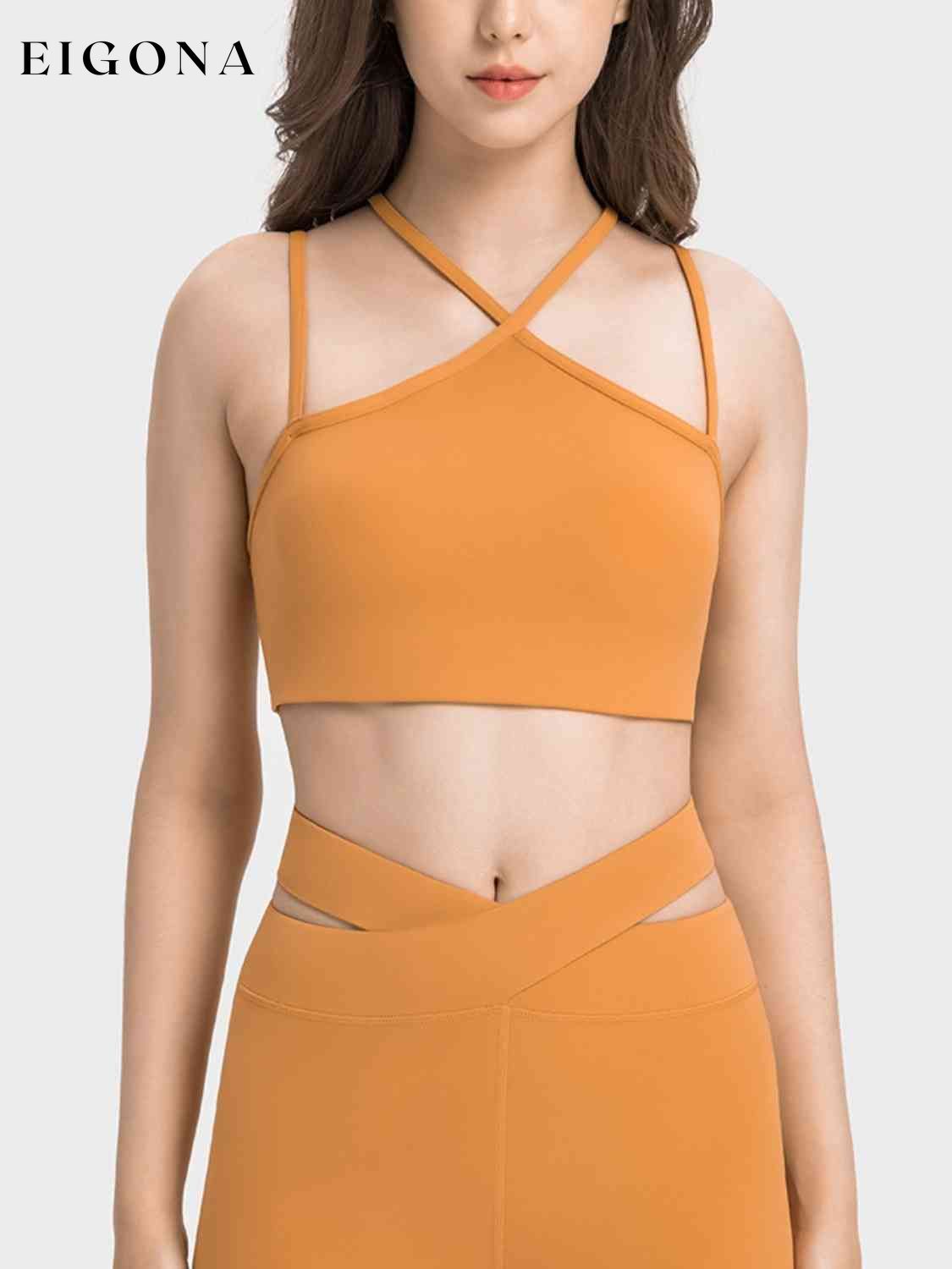Double-Strap Cropped Sports Cami Mustard activewear C-Thousand clothes crop top croptop Ship From Overseas shirt shirts workout