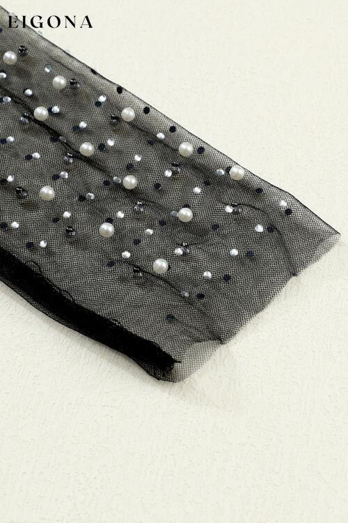 Pearl Long Sleeve Mesh Cropped Top clothes crop top crop tops cropped croptop long sleeve shirt long sleeve shirts long sleeve top Ship From Overseas shirt shirts SYNZ top tops