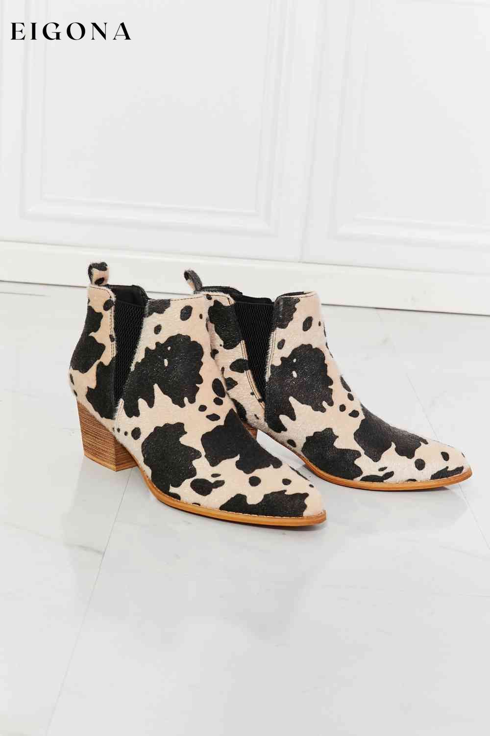 Back At It Point Toe Bootie in Beige Cow Print Melody Ship from USA Shoes womens shoes