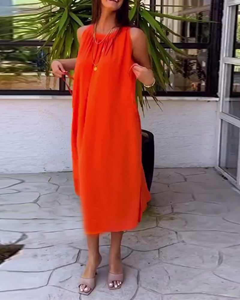 Elegantes ärmelloses Plissee-Schnürkleid