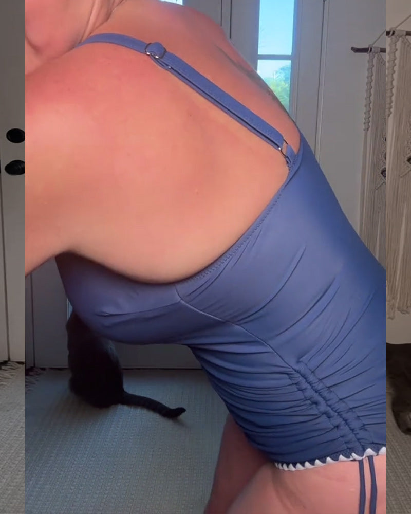 Casual Slim Drawstring One-Piece Swimsuit