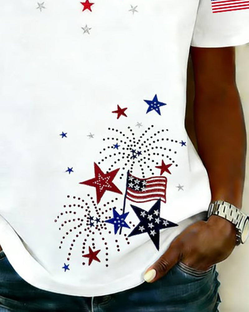 V-Neck Printed Casual T-Shirt