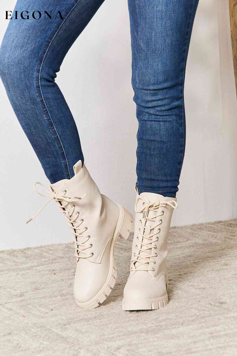 Zip Back Lace-up Front Combat Boots East Lion Corp Ship from USA Shoes womens shoes
