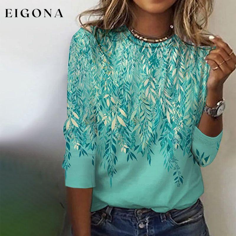 Leaf Print Casual T-Shirt best Best Sellings clothes Plus Size Sale tops Topseller