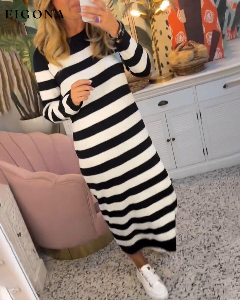 Striped casual long sleeve dress 2023 f/w 23BF casual dresses Clothes Dresses spring