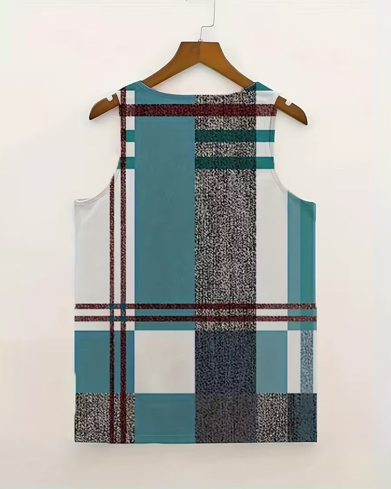 Sleeveless Plaid Tank Top