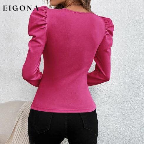 Square Neck Puff Long Sleeve Top clothes long sleeve top long sleeve tops Ship From Overseas top tops Y@Q@S