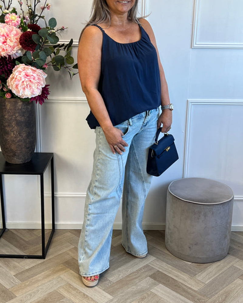 Braided Strap Drape Cami Top