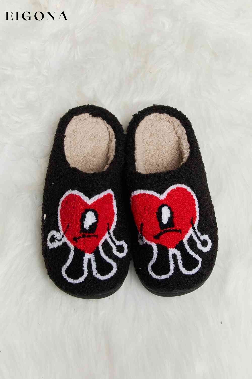 Love Heart Print Plush Slippers Melody Ship from USA Shoes womens shoes